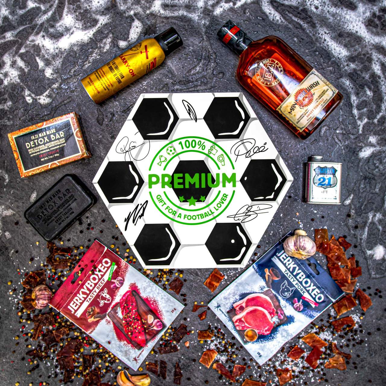 Hexagon s luxusní pánskou kosmetikou  - Fotbalový