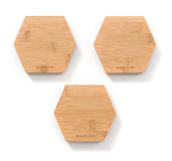 Bambusové magnetické nalepovací držáky magbu innovagoods balíček 3 jednotek (V0103437)