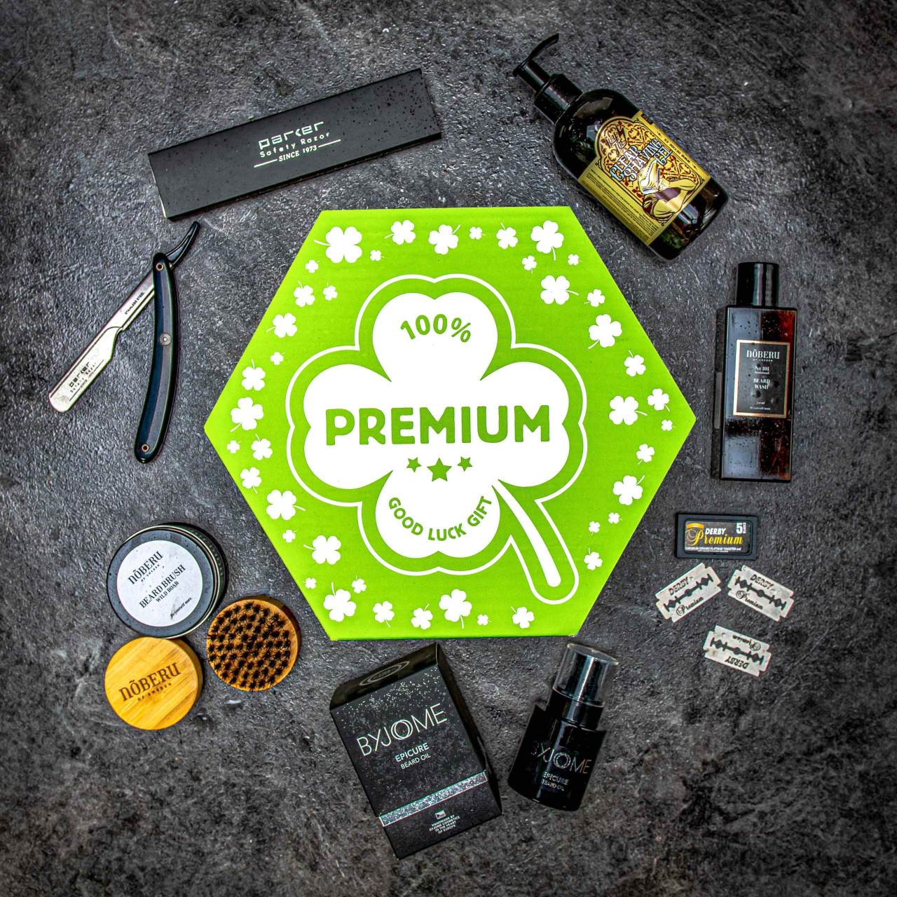 Hexagon plný luxusní péče o vousy - Čtyřlístek