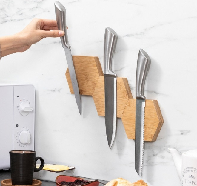 Bambusové magnetické nalepovací držáky magbu innovagoods balíček 3 jednotek (V0103437)