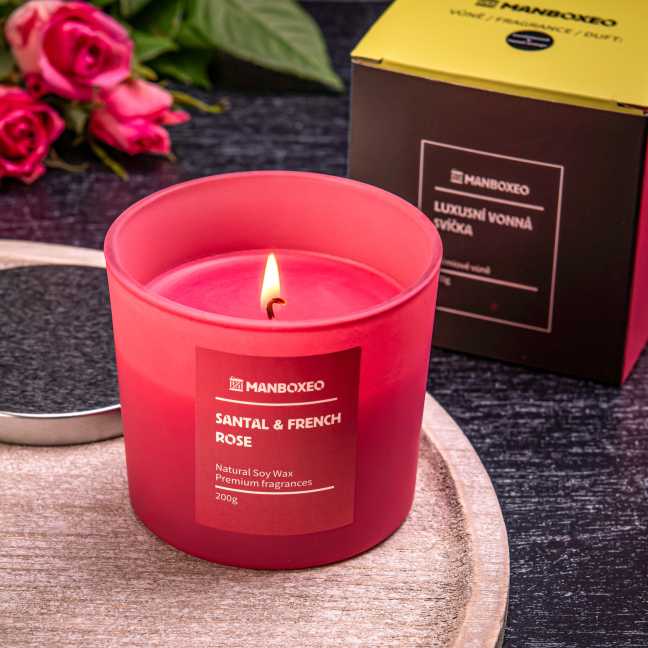 Luxus illatgyertya prémium illattal – Santal & Rose 200 g