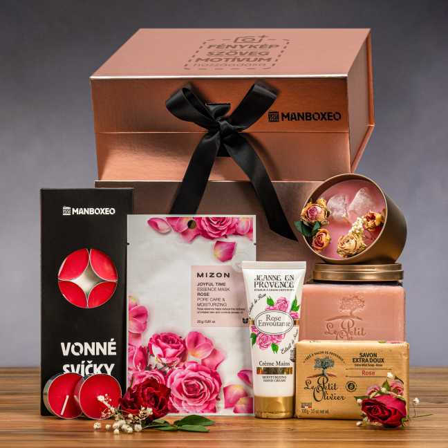 Giftboxeo a nőnek - luxus kozmetikumokkal rózsával