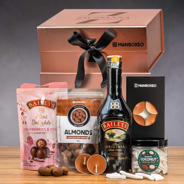Giftboxeo ajándékdoboz (rózsaarany) – Baileys-zel