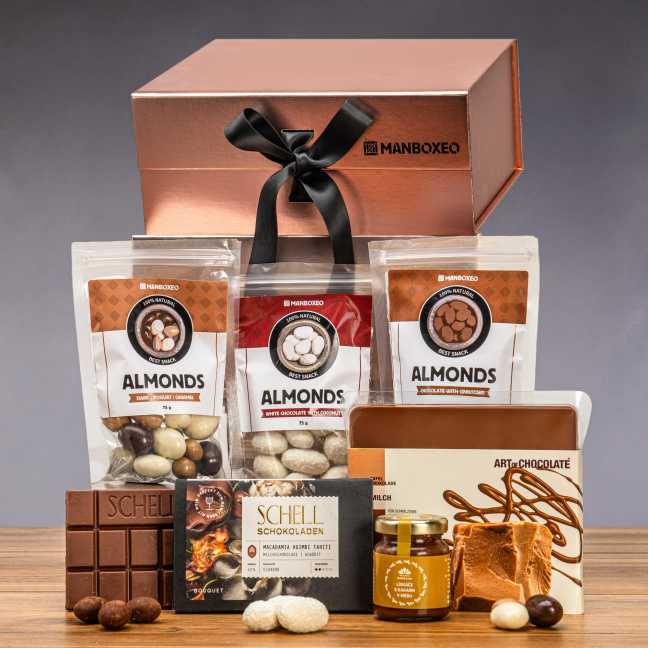 Giftboxeo ajándékdoboz (rózsaarany) – Tele csokoládéval