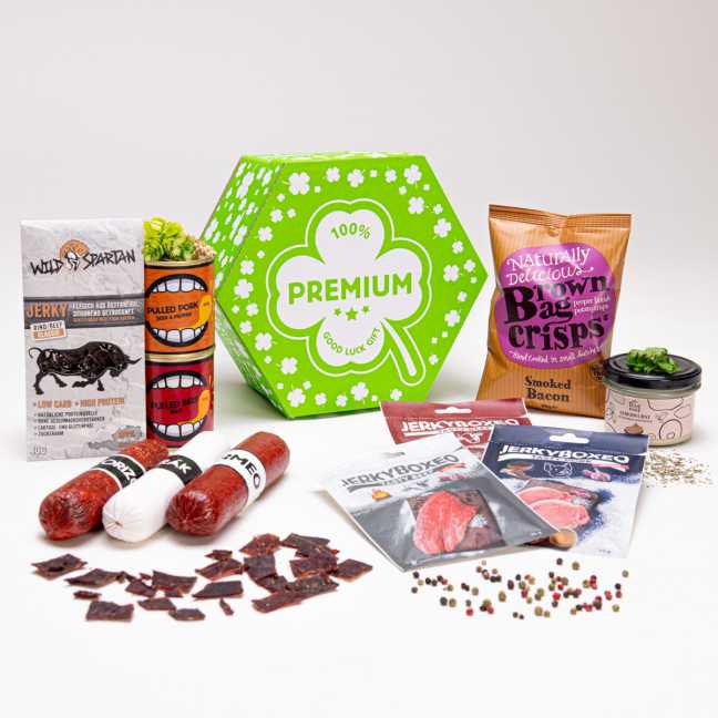 Giftboxeo ajándék készletek Négylevelű lóhere tele húskülönlegességekkel