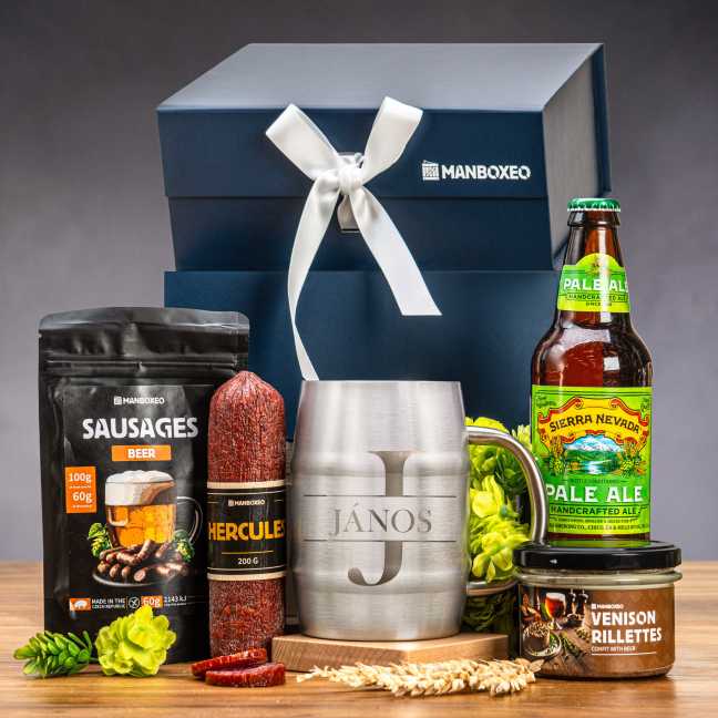 Giftboxeo ajándékdoboz férfiaknak - Sörivóknak + pintes pohár gravírozással